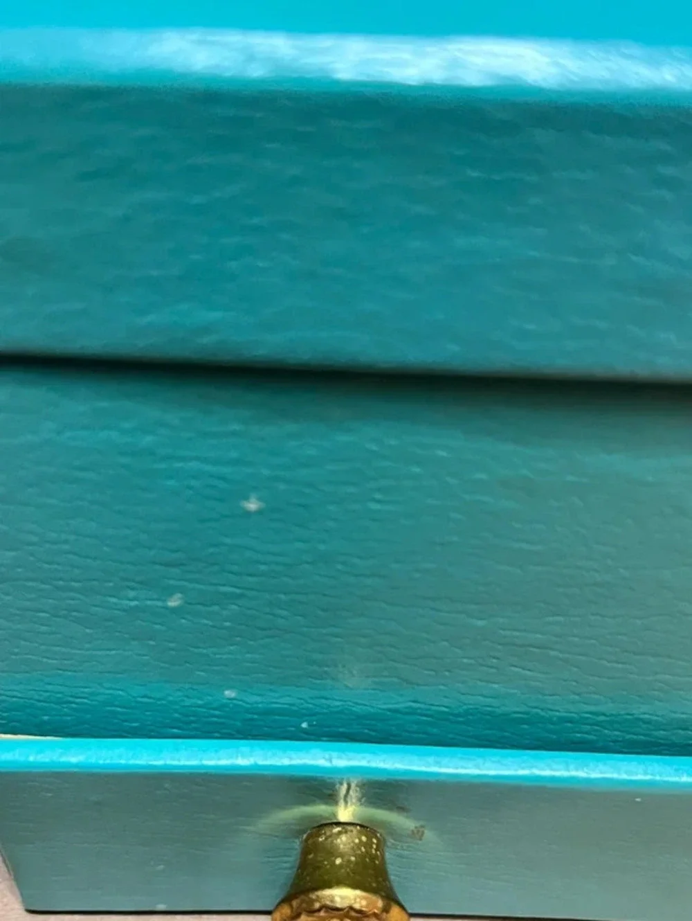 Vintage Mid Century Turquoise Jewelry Box Gold Chinoiserie Asian Pagoda Storage